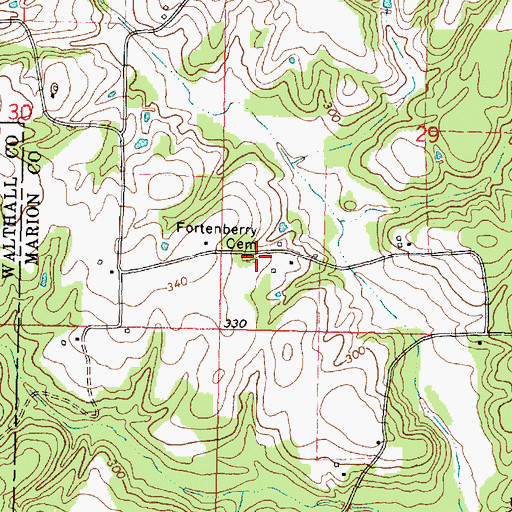 Topographic Map of Fortenberry Cemetery, MS