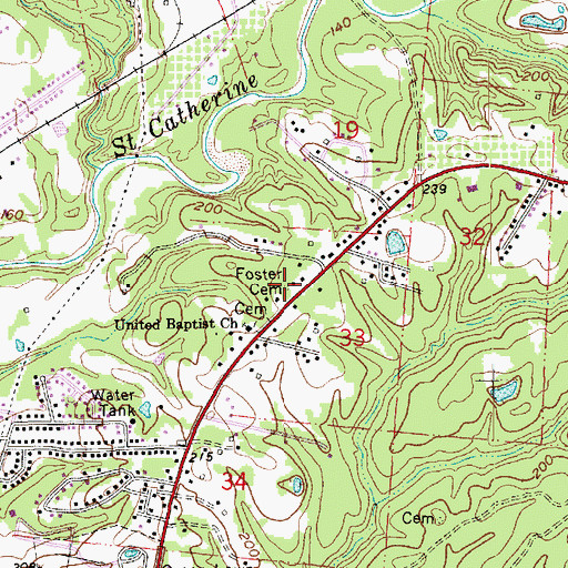 Topographic Map of Foster Cemetery, MS