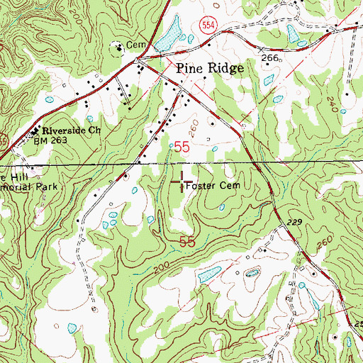 Topographic Map of Foster Cemetery, MS