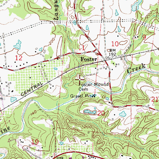 Topographic Map of Foster Mound Cemetery, MS