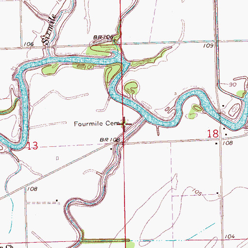 Topographic Map of Fourmile Cemetery, MS