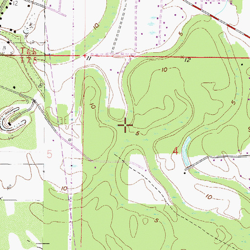 Topographic Map of Fourmile Creek, MS