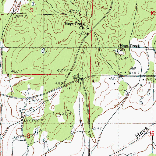 Topographic Map of Fox, MS