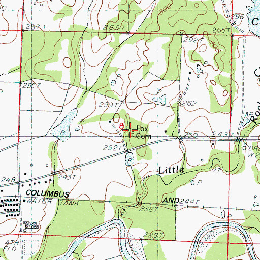 Topographic Map of Fox Cemetery, MS