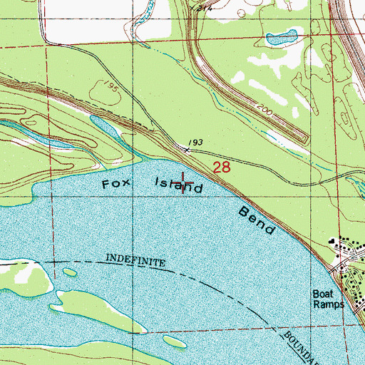 Topographic Map of Fox Island Bend, MS