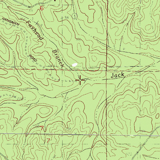 Topographic Map of Foxhead Branch, MS