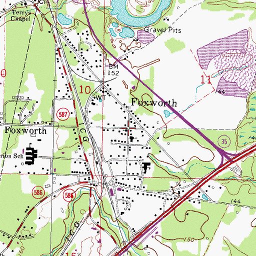 Topographic Map of Foxworth, MS