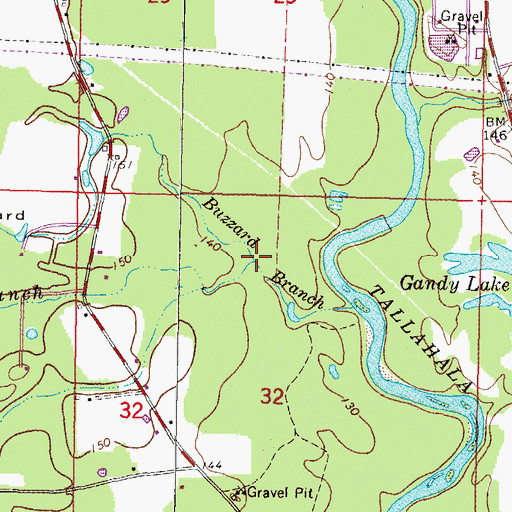 Topographic Map of Frances Branch, MS