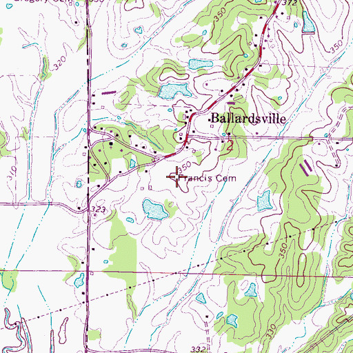Topographic Map of Francis Cemetery, MS