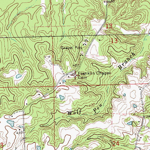 Topographic Map of Franklin Chapel Cemetery, MS