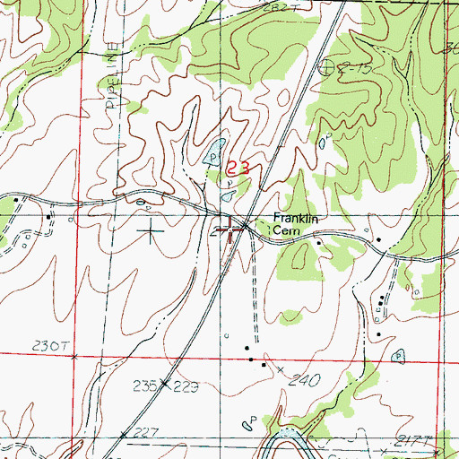 Topographic Map of Franklin Church, MS