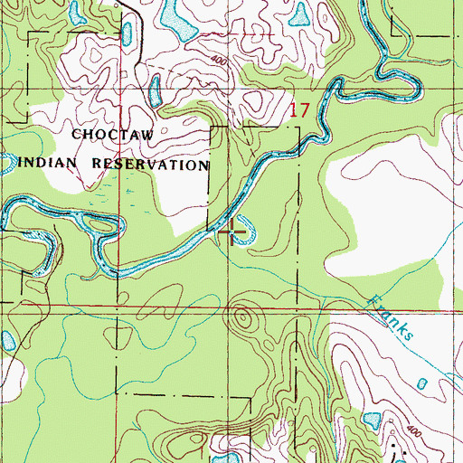 Topographic Map of Franks Branch, MS