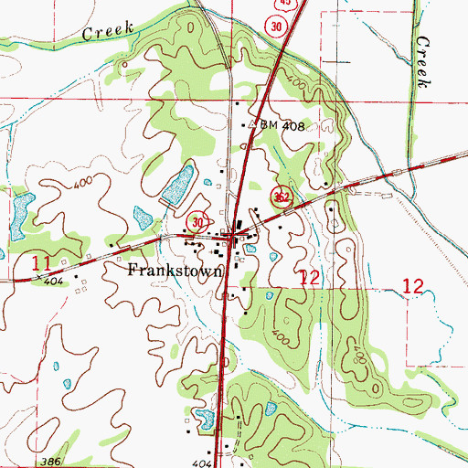 Topographic Map of Frankstown, MS