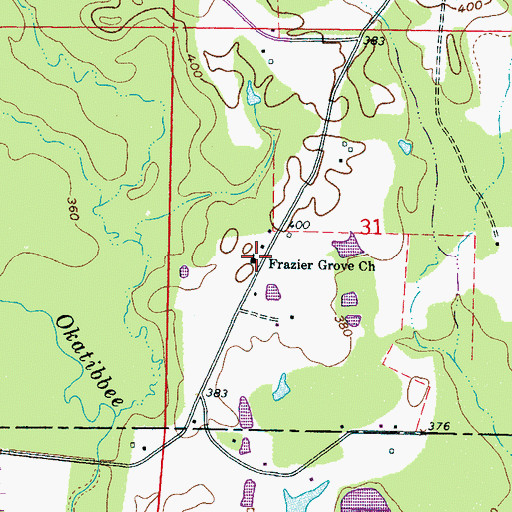 Topographic Map of Frazier Grove Church, MS