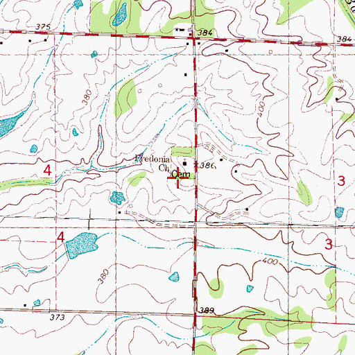 Topographic Map of Fredonia Cemetery, MS