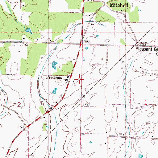 Topographic Map of Fredonia Church, MS
