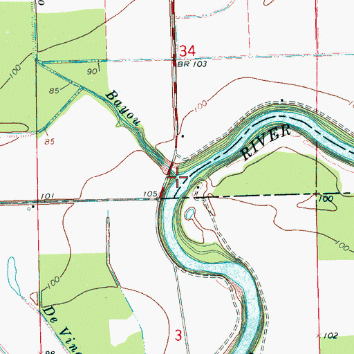 Topographic Map of Free Negro Bayou, MS
