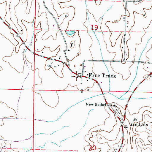 Topographic Map of Free Trade, MS