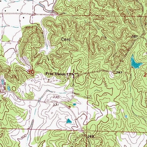 Topographic Map of Free Union Church, MS