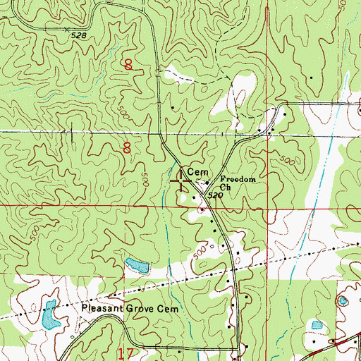 Topographic Map of Freedom Church, MS