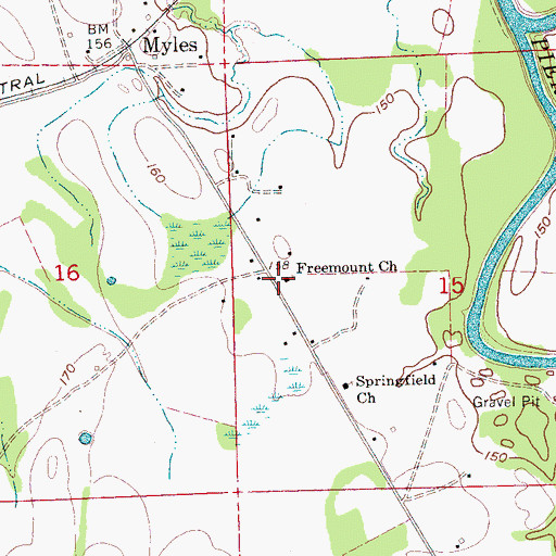 Topographic Map of Freemount Church, MS