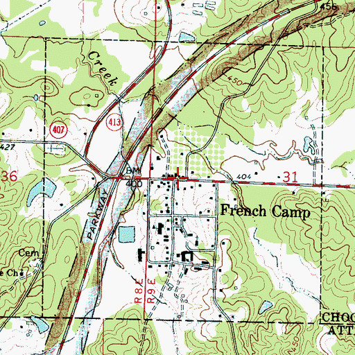 Topographic Map of French Camp, MS