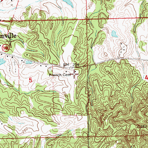 Topographic Map of French Cemetery, MS