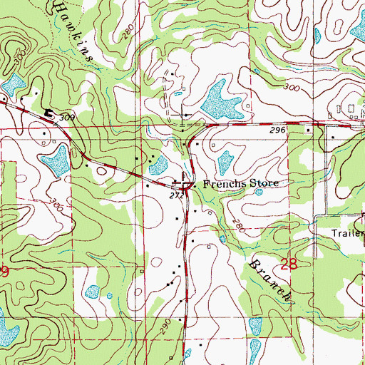 Topographic Map of Frenchs Store, MS