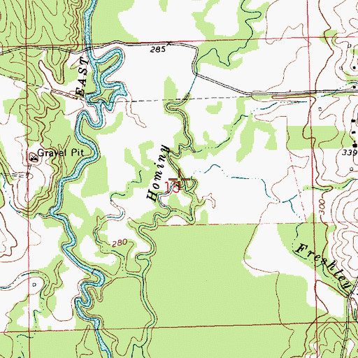Topographic Map of Freshley Branch, MS