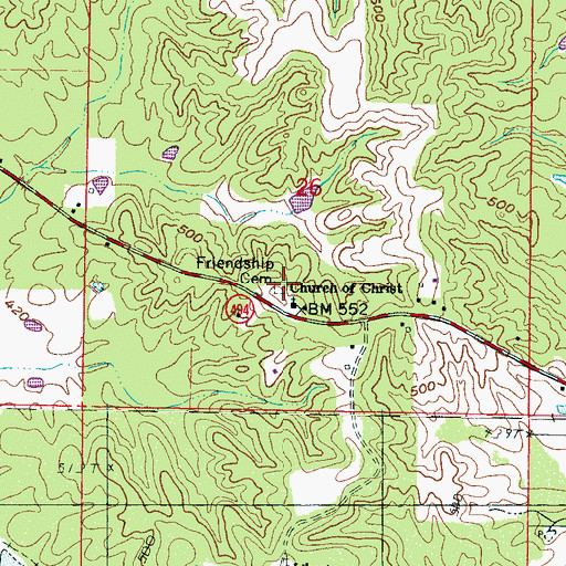 Topographic Map of Friendship Cemetery, MS