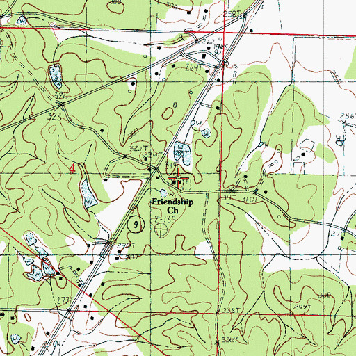 Topographic Map of Friendship Cemetery, MS