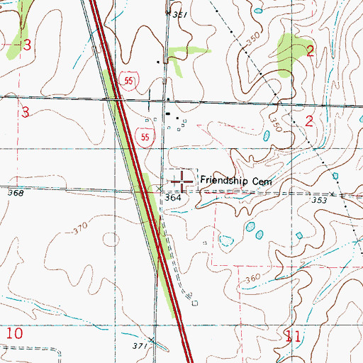 Topographic Map of Friendship Cemetery, MS