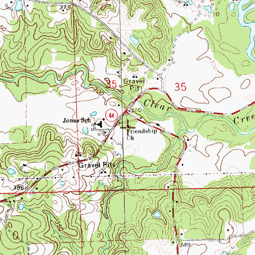 Topographic Map of Friendship Church, MS