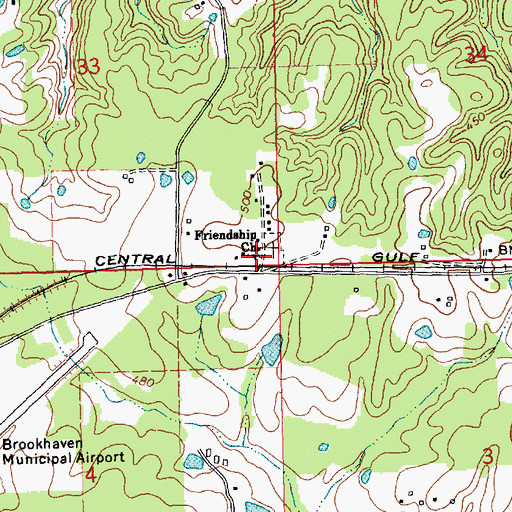 Topographic Map of Friendship Church, MS