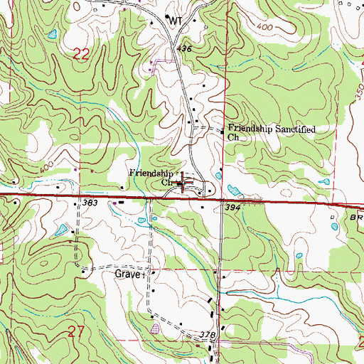 Topographic Map of Friendship Baptist Church, MS