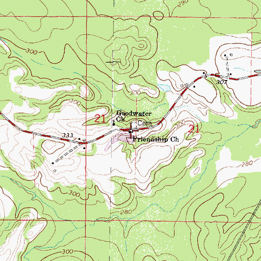 Topographic Map of Friendship Church, MS