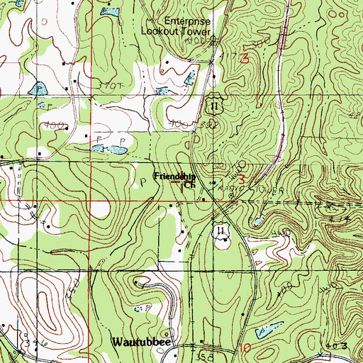 Topographic Map of Friendship Church, MS