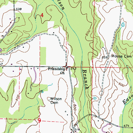 Topographic Map of Friendship Church, MS