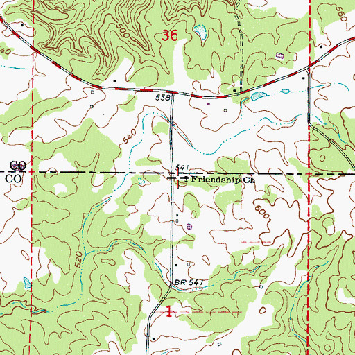Topographic Map of Friendship Church, MS