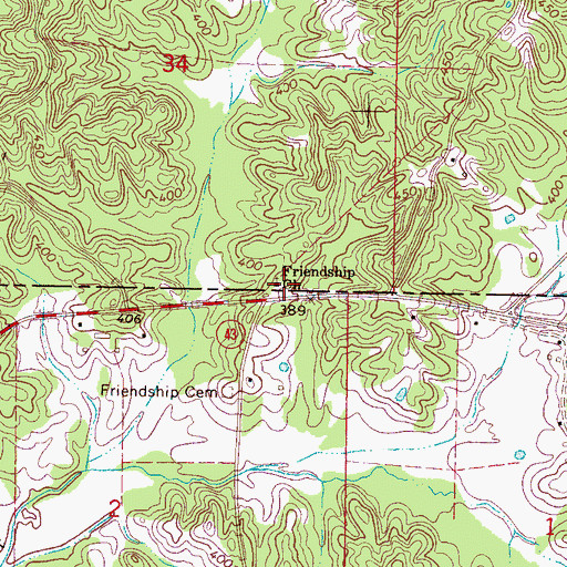 Topographic Map of Friendship Church, MS