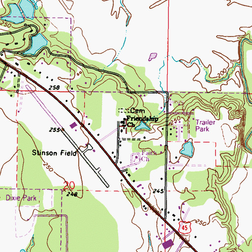 Topographic Map of Friendship Baptist Church, MS