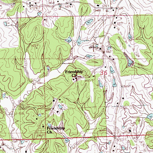 Topographic Map of Friendship Church, MS