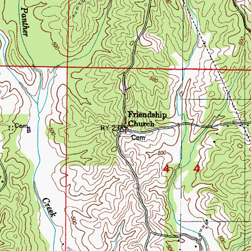 Topographic Map of Friendship Church, MS
