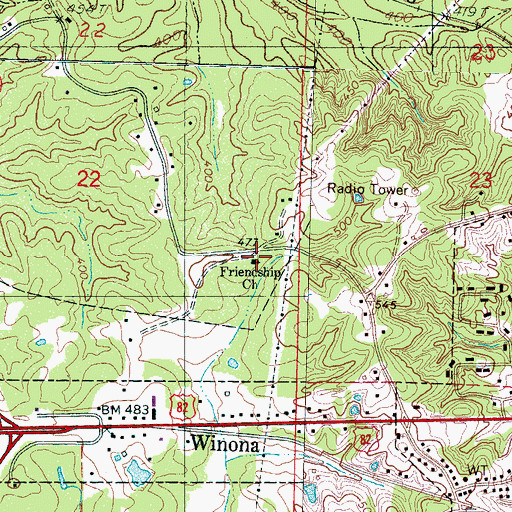 Topographic Map of Friendship Church, MS