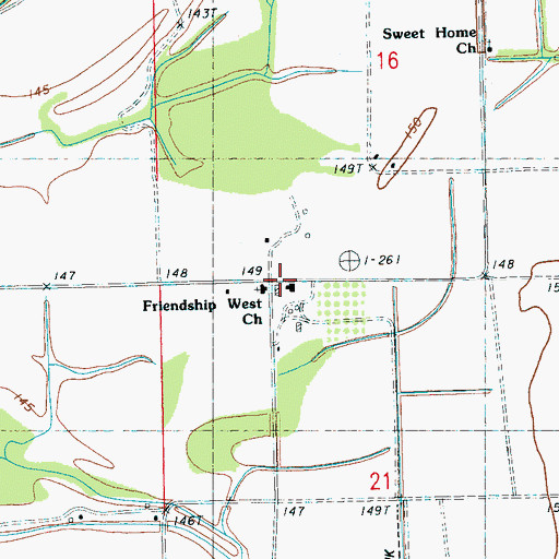 Topographic Map of Friendship West Church, MS