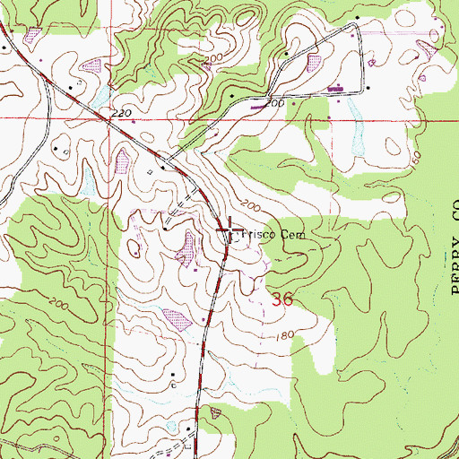 Topographic Map of Frisco Cemetery, MS