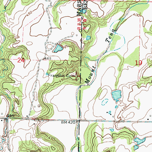 Topographic Map of Frnklin Cemetery, MS