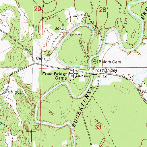 Topographic Map of Frost Bridge Camp, MS