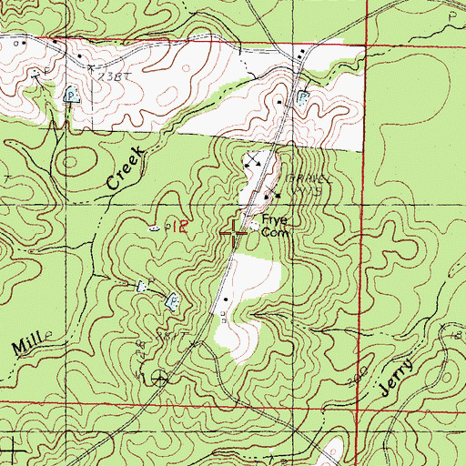 Topographic Map of Frye Cemetery, MS