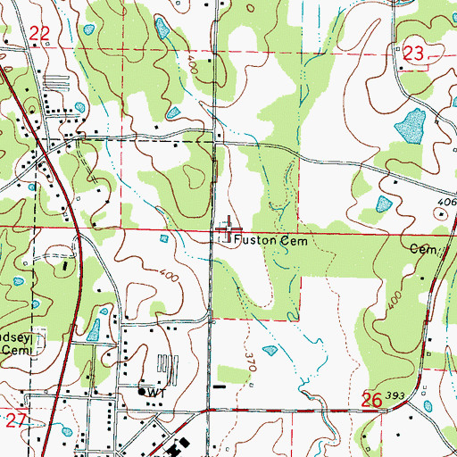 Topographic Map of Fuston Cemetery, MS